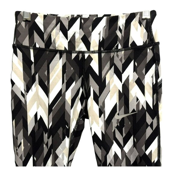 Nike Women's Dri Fit 7/8 Printed Geometric Running Leggings Sz S Mesh Inserts - Picture 2 of 8